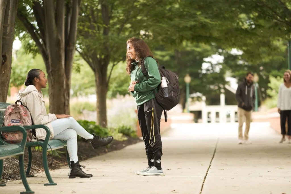 students talking in hayes