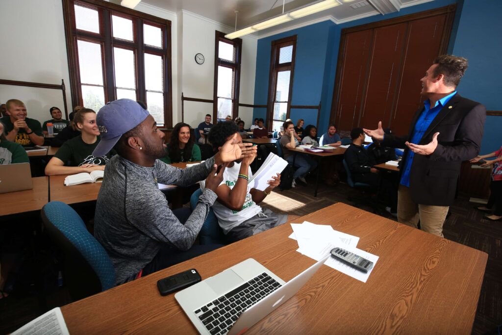 professor engaging classroom