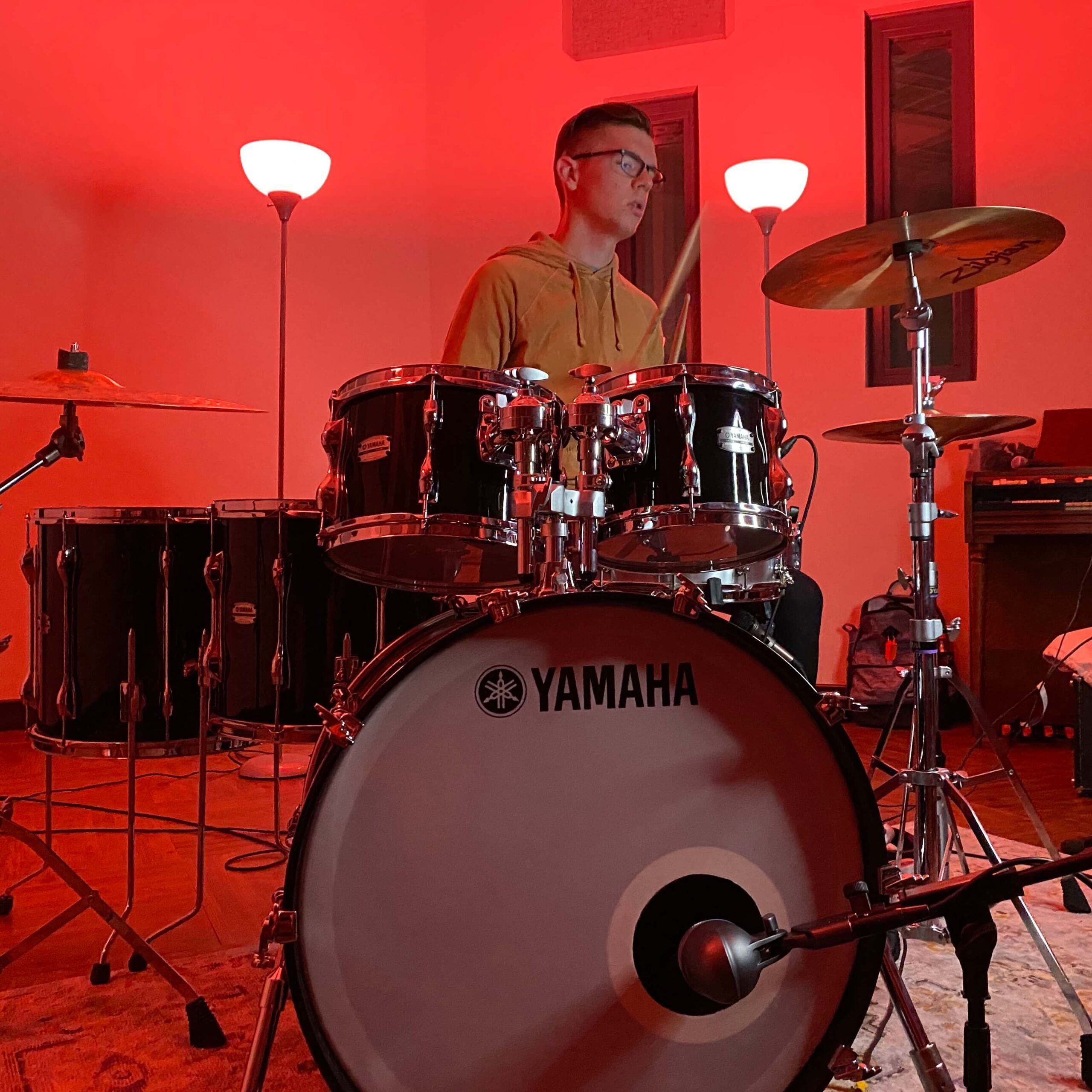 drummer in red light