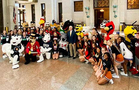 aicuo mascots and cheerleaders