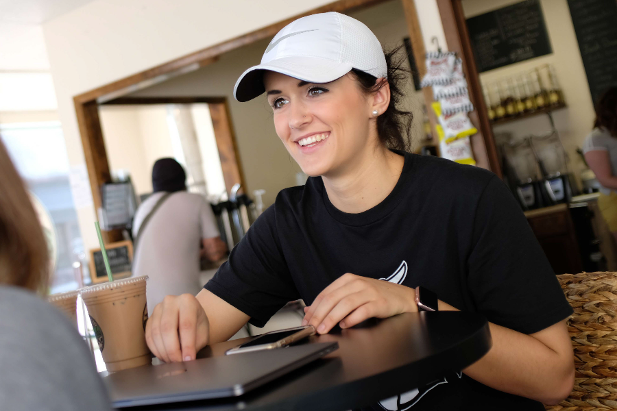 student in coffee shop