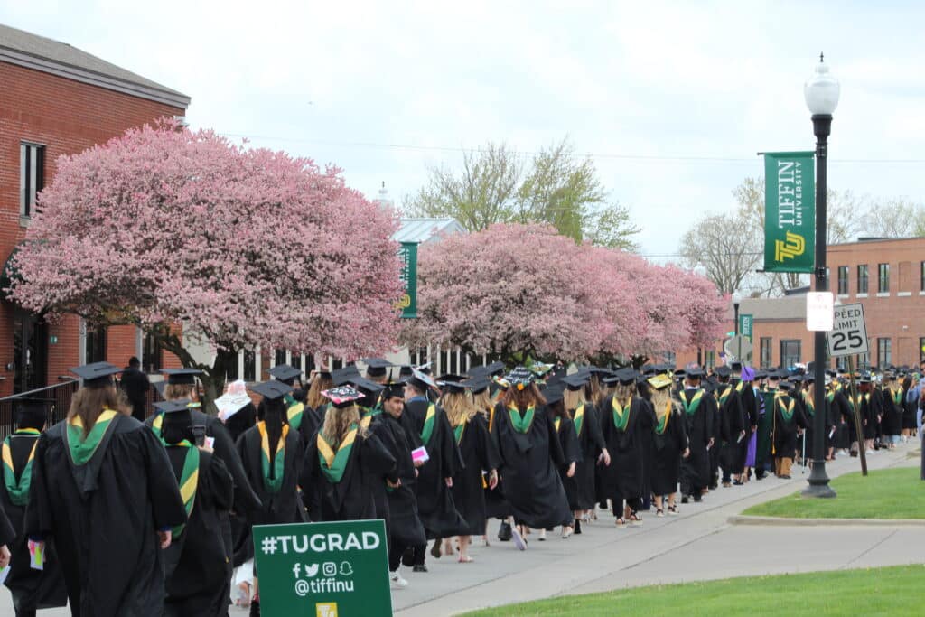 the graduation procession