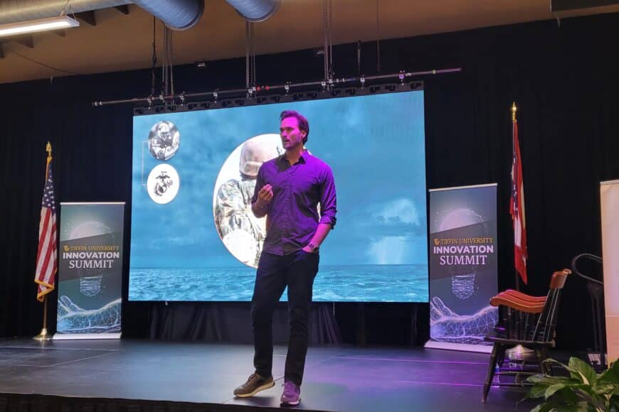 featured speaker on stage at the innovation summit