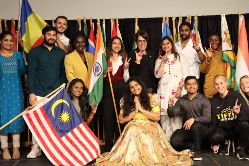 large group photo at international flag ceremony