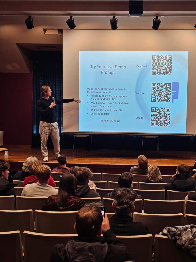 ai lunch and learn presentation in auditorium