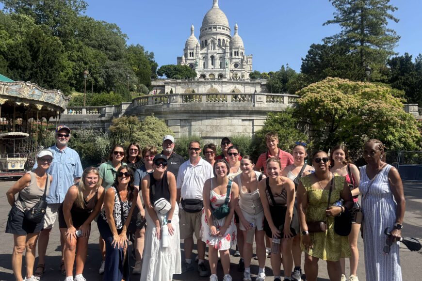 TU travelers in front of Sacre-Coeur Basilica