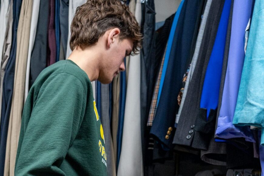 student shopping in dragon armoire