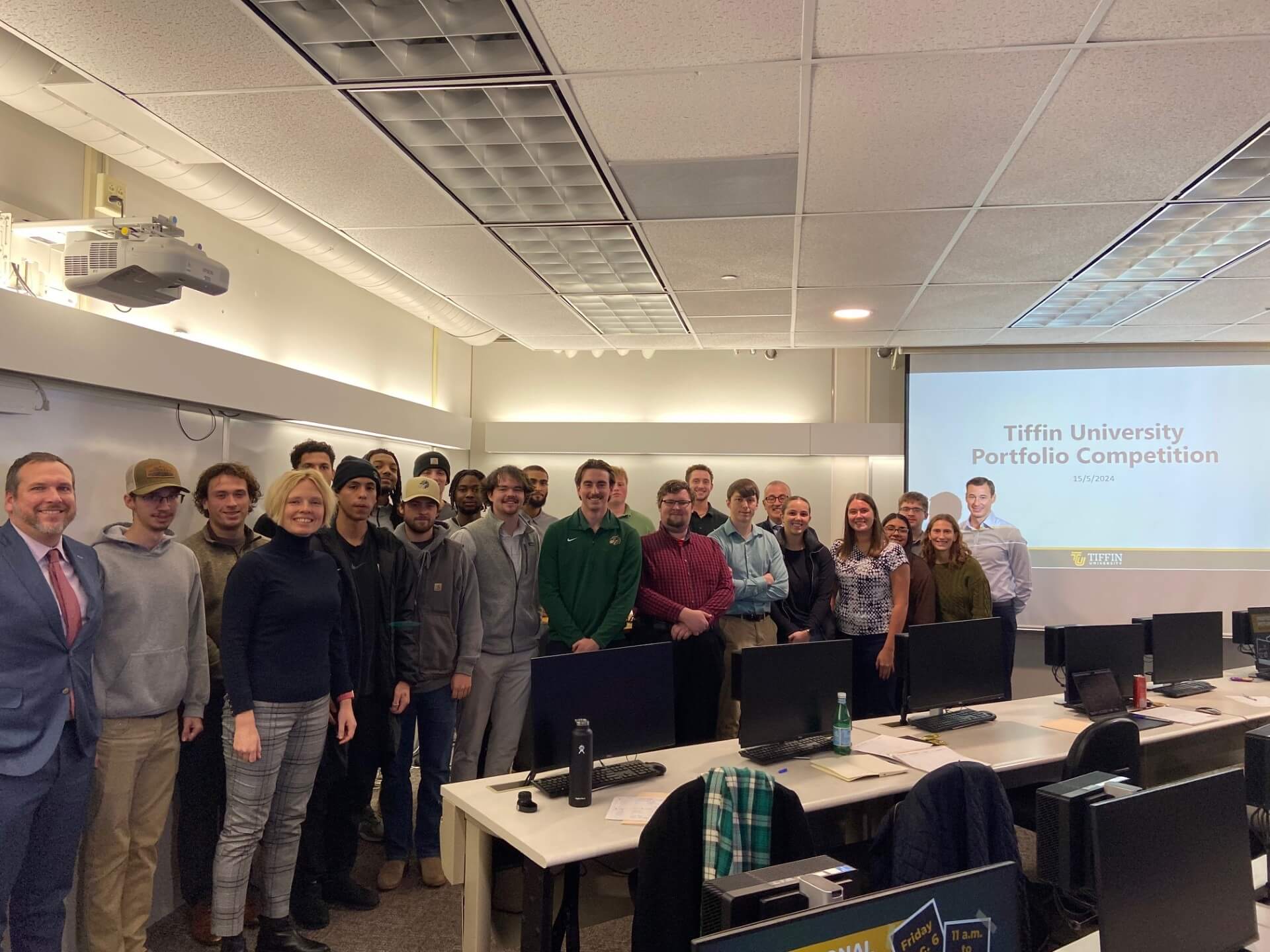 portfolio competition group photo in classroom