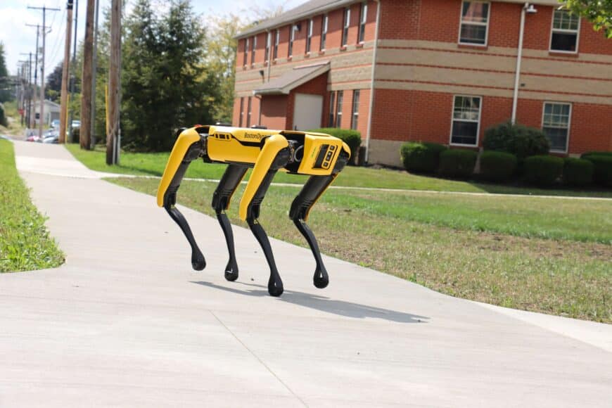 robotic dog, spot, on campus