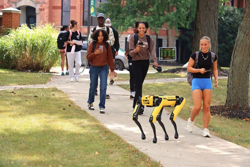 robotic dog, spot, on campus