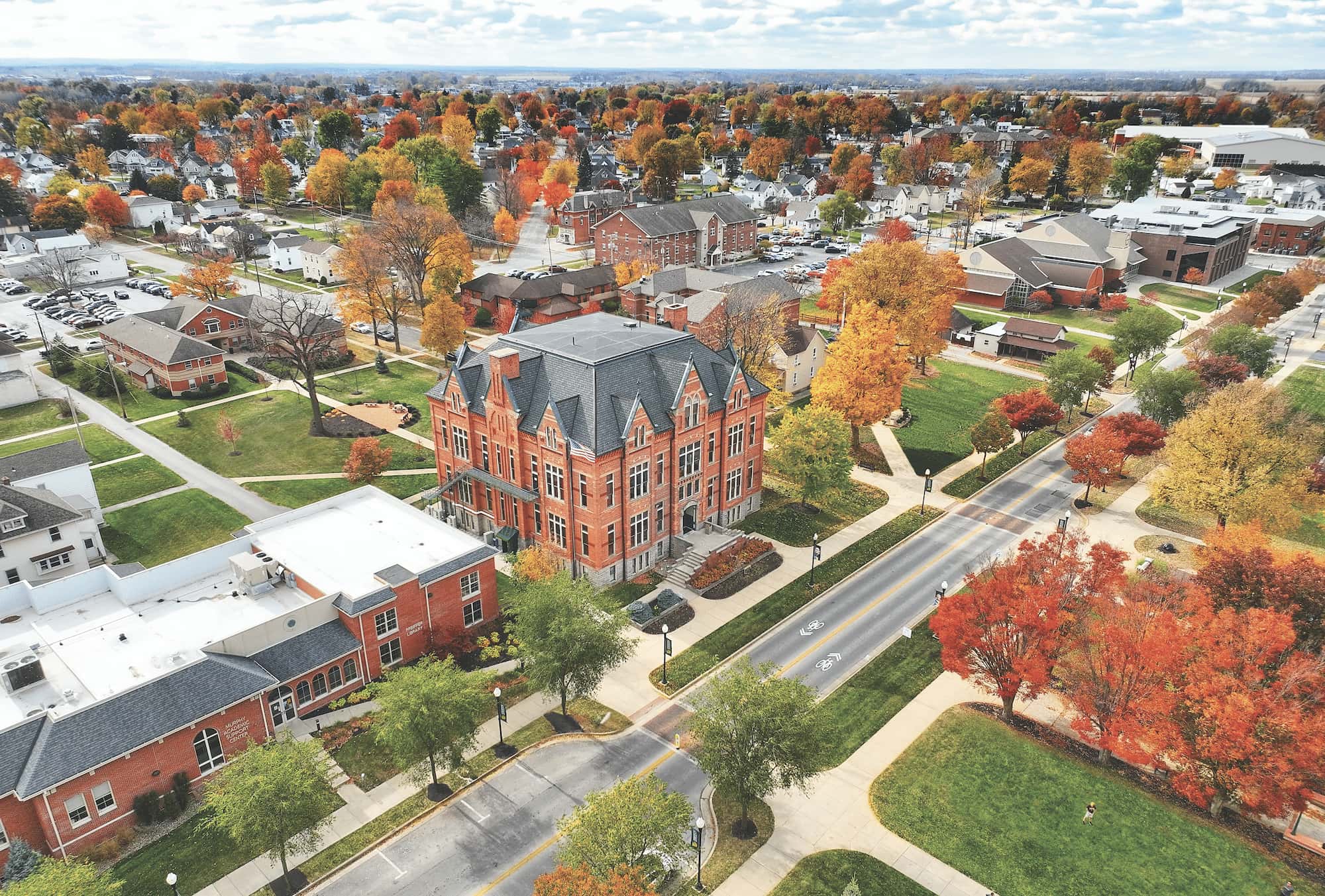 drone overview of campus