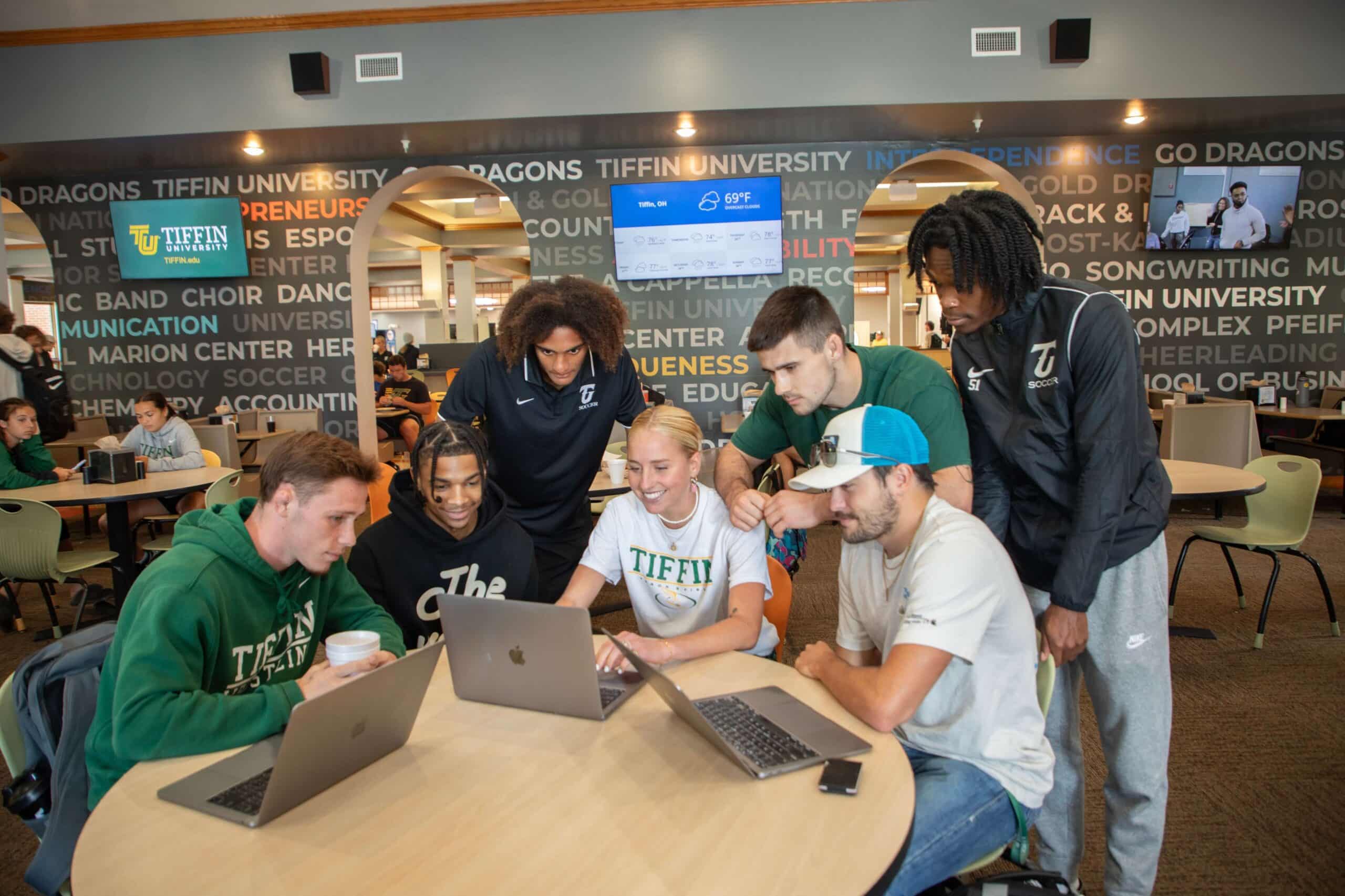 group project meeting in cole dining hall