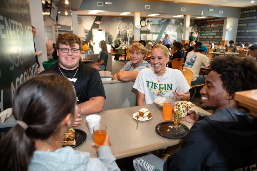 TU students eating at Cole Dining Hall