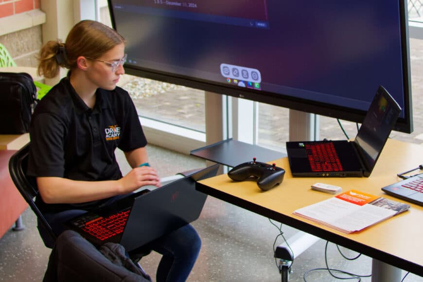 dragon flight student at laptop