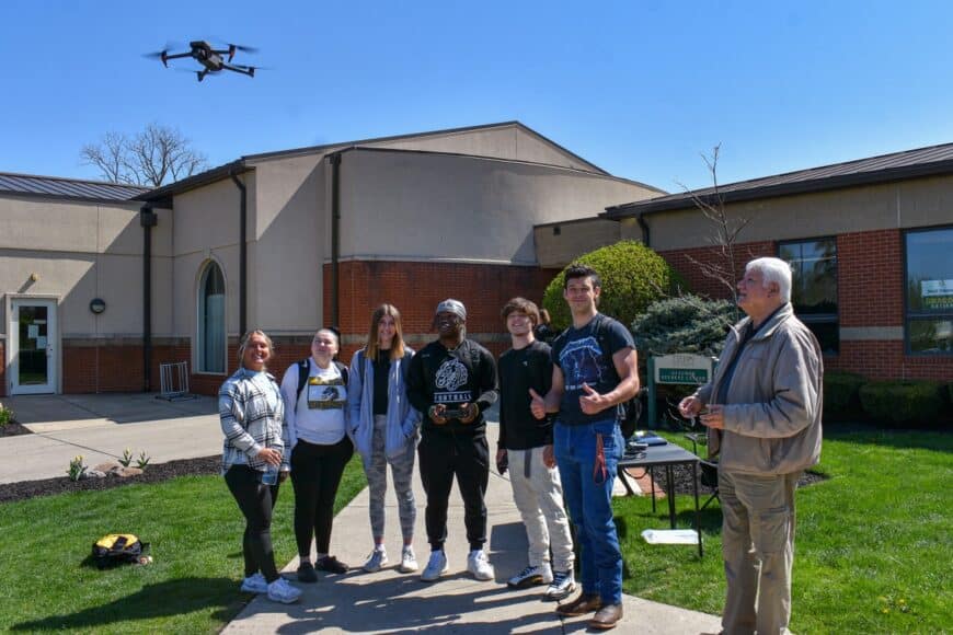 drone demo with students
