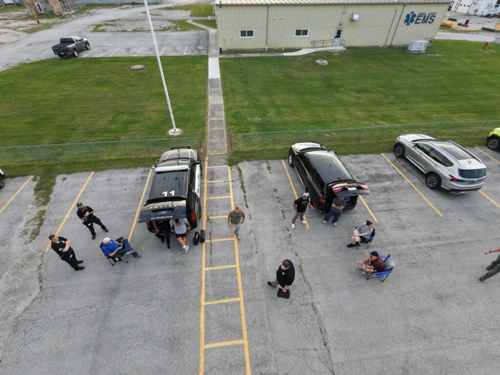 aerial photo from drone simulation with law enforcement