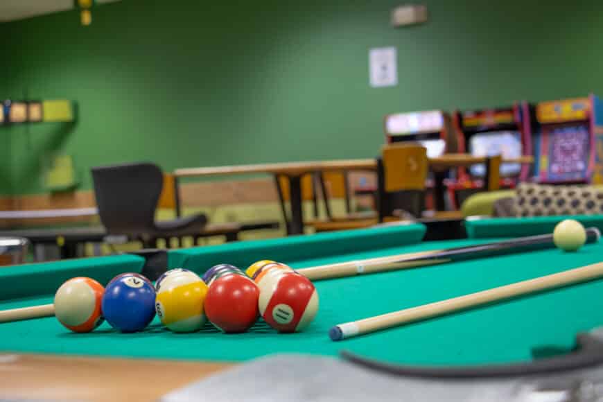 close up of pool table